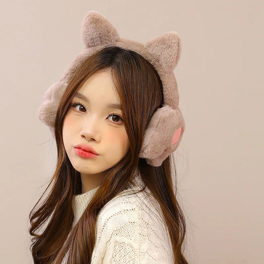 Cute Cat Paw Earmuffs Adjustable Ear Warmers Outdoor Wear