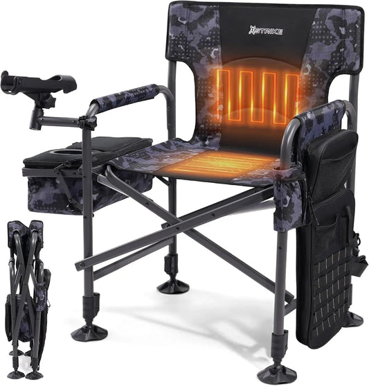 Fold Ice Fishing Chair With Rod Holder And Cooler Bag
