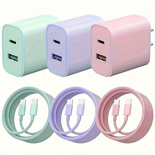 20W USB C Dual Port Fast Charger Included USB Cable