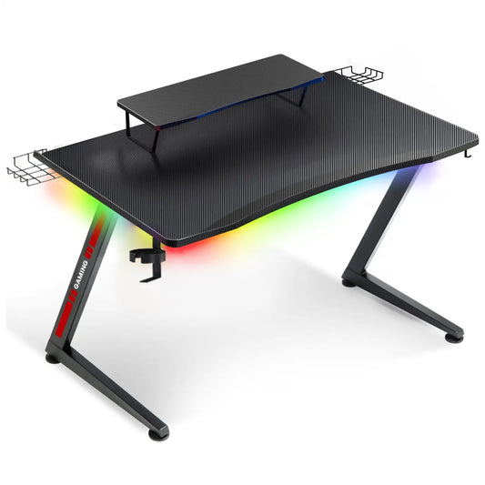 XMSJ Ergonomic Curved LED Z-Leg Gaming Desk
