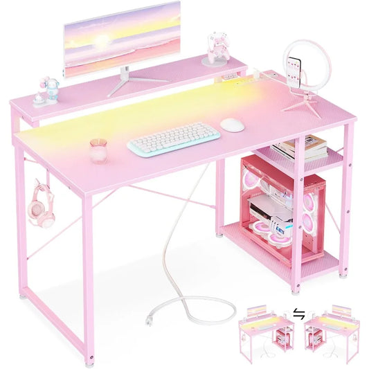 High-concerned Gaming Desk With Storage And Immersive RGB LED Lights